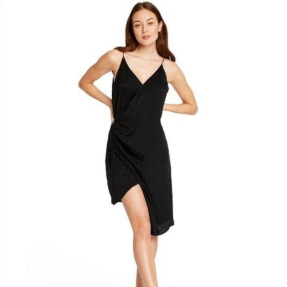 CUSHNIE for Target Black Leopard Print Gathered Asymmetrical Dress - Picture 1 of 10